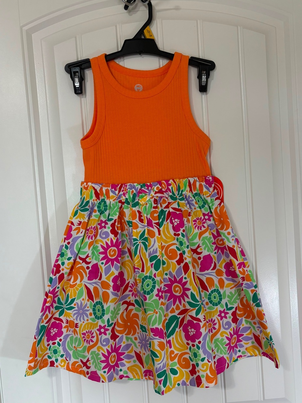 wonder nation Orange Tank Top with Multicolor Floral Skirt